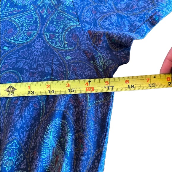 Lucky Brand Paisley Floral Blue Short Sleeve Top - Picture 8 of 13